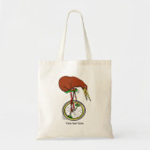 Kleine bruine kiwi op een rode eenwieler tote bag (Voorkant)