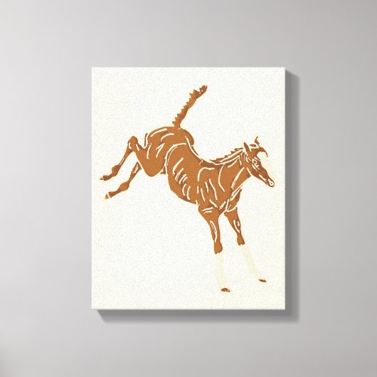 Kleine bruine paarden - op zalmroze. canvas afdruk (Voorkant)