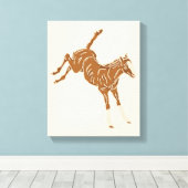 Kleine bruine paarden - op zalmroze. canvas afdruk (Insitu (Houten vloer))