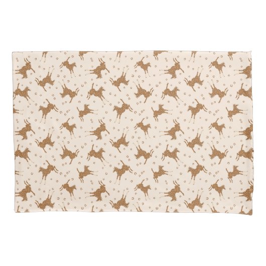 Kleine bruine paarden - op zalmroze. kussensloop (Voorkant)