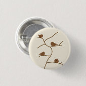 Kleine bruine vogels. 茶色の小鳥達。 ronde button 3,2 cm (Voorkant /achterkant)