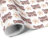 Kleine bruine wasbeer gezicht op wit cadeaupapier (Rol Hoek)