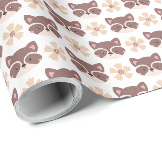 Kleine bruine wasbeer gezicht op wit cadeaupapier (Rol Hoek)