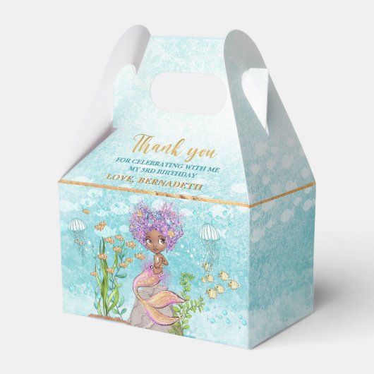 Kleine bruine zeemeerminnende meid onder het Zee ' Bedankdoosjes (Achterkant)