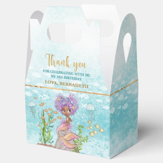 Kleine bruine zeemeerminnende meid onder het Zee ' Bedankdoosjes (Geopend)