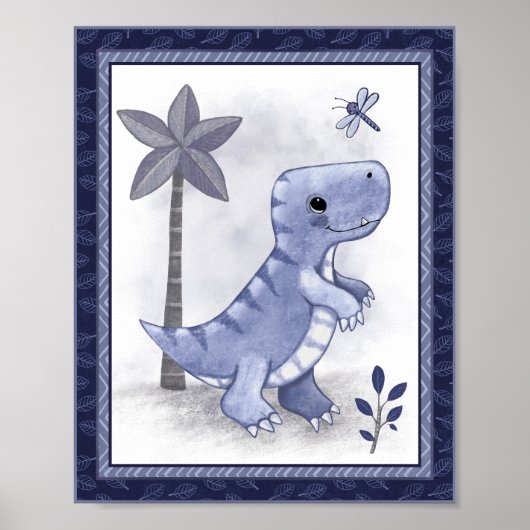 Kleine Brul Dinosaur - T-Rex Kinderkamer Kunst Poster (Voorkant)