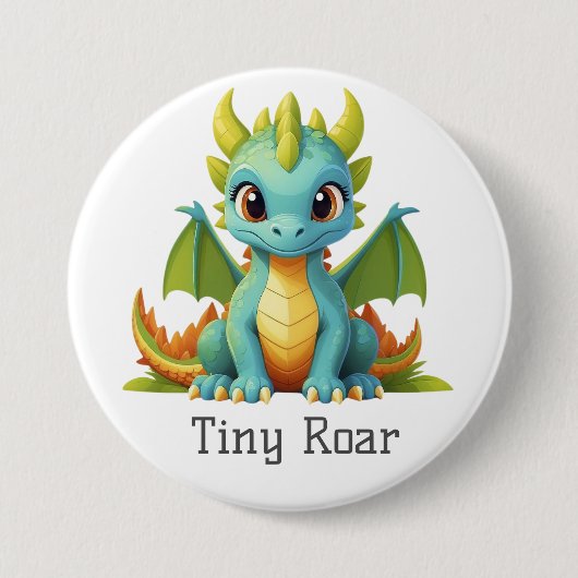 Kleine Brul Fantasy Draak Baby Knop Ronde Button 7,6 Cm (Voorkant)