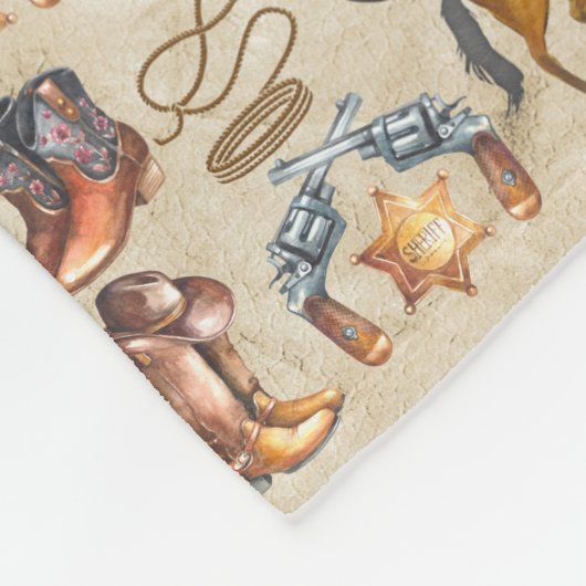 Kleine Buckaroo Cowboy Cozy Fleece Deken (Hoek)