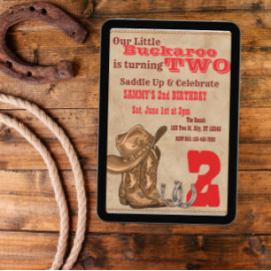 Kleine Buckaroo Twee, Western 2e Verjaardag Kaart