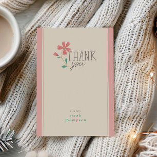 Kleine Bud Bloemen Hand Lettering Dank u Bedankkaart