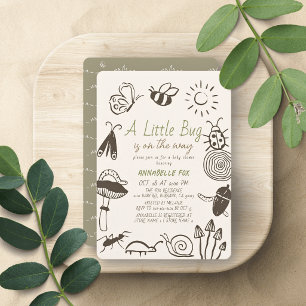 Kleine Bug Insecten Paddenstoel Doodle Jongen Baby Kaart