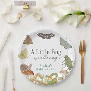 Kleine Bug Insecten Paddenstoel Jongen Baby Shower Papieren Bordje