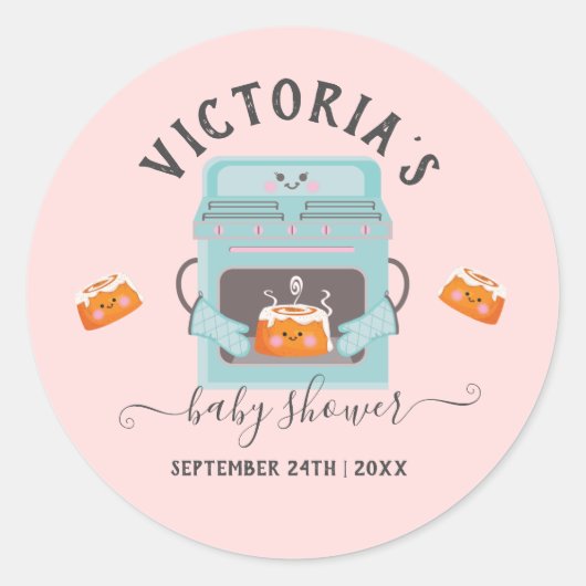 Kleine Bun in het Oven Baby shower Ronde Sticker (Voorkant)