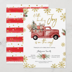 Kleine bundel Joy Red Truck Baby shower Invitat Kaart