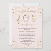 Kleine bundel Joy White Gold Floral Baby shower Kaart (Voorkant)