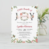 Kleine bundel met JOY kerstFloral Baby shower Kaart (Staand voorkant)