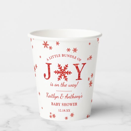 Kleine bundel met vrolijk kerstBaby shower Papieren Bekers (Voorkant)