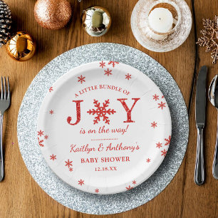 Kleine bundel met vrolijk kerstBaby shower Papieren Bordje
