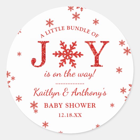 Kleine bundel met vrolijk kerstBaby shower Ronde Sticker (Voorkant)