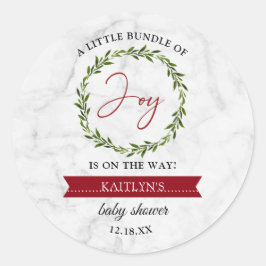 Kleine bundel met vrolijk kerstBaby shower Ronde Sticker