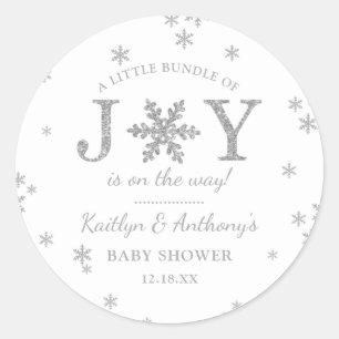 Kleine bundel met vrolijk kerstBaby shower Ronde Sticker
