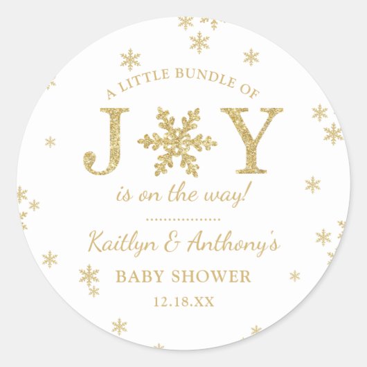 Kleine bundel met vrolijk kerstBaby shower Ronde Sticker (Voorkant)
