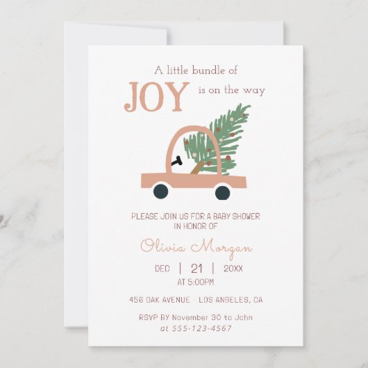 Kleine bundel van Joy Christmas Car Baby shower Kaart (Voorkant)