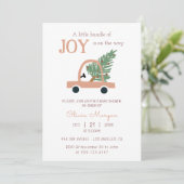 Kleine bundel van Joy Christmas Car Baby shower Kaart (Staand voorkant)