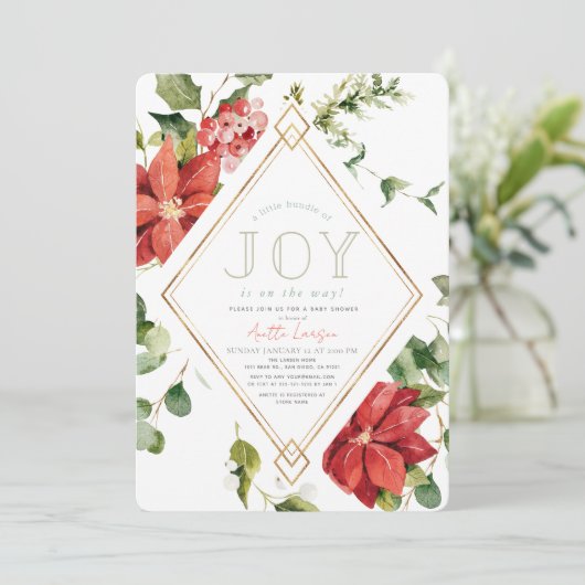 Kleine bundel van Joy Holiday Floral Baby shower Kaart (Staand voorkant)