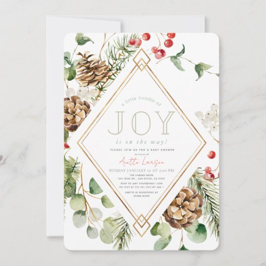 Kleine bundel van Joy Pine Cones Bloemen Baby show Kaart (Voorkant)