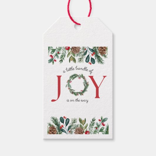 Kleine bundel van vreugde baby shower stickers cadeaulabel (Voorkant)