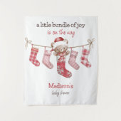 Kleine bundel van vreugde Winter Teddy Bear Wandkleed (Voorkant)