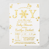 Kleine bundel vrolijk kerstBaby shower echt Folie Uitnodiging (Voorkant)