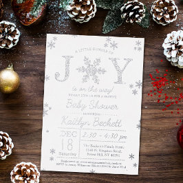 Kleine bundel vrolijk kerstBaby shower echt Folie Uitnodiging