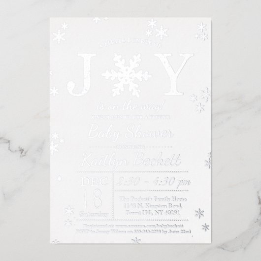 Kleine bundel vrolijk kerstBaby shower echt Folie Uitnodiging (Voorkant)