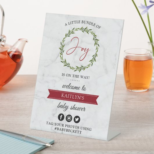 Kleine bundel vrolijk kerstfeest Baby shower welko Reclamebord Met Voetstuk (Insitu)