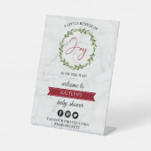 Kleine bundel vrolijk kerstfeest Baby shower welko Reclamebord Met Voetstuk (Voorkant)