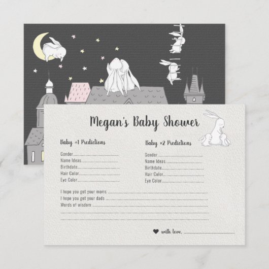 Kleine Bunnies | Twindenergie voor Baby shower Kaart (Voorkant / Achterkant)