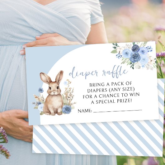 Kleine bunny baby jongen douche luier loterij kaar informatiekaartje