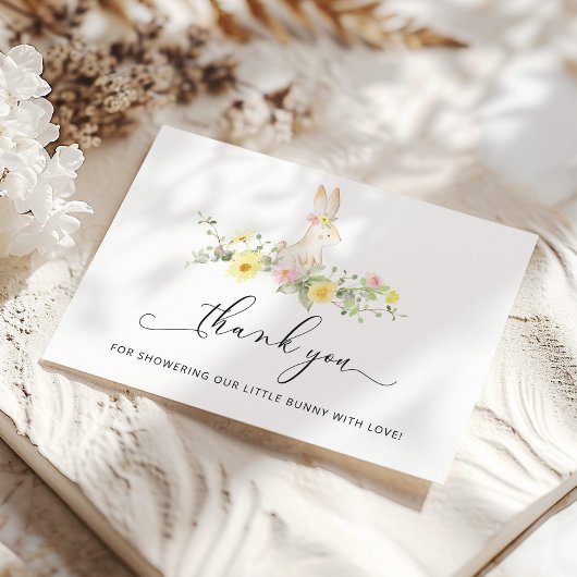 Kleine bunny baby shower bedankt kaart