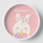 Kleine Bunny Cartoon en bloemen voor meisjes roze (Voorkant)