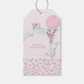 Kleine Bunny en ballon zijn een meisje roze Cadeaulabel (Voorkant)