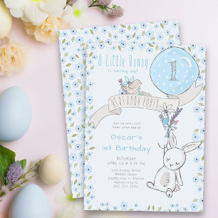 Kleine Bunny en Blauwe Ballon Elke Age Boy Birthda Kaart