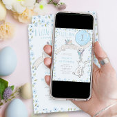 Kleine Bunny en Blauwe Ballon Elke Age Boy Birthda Kaart