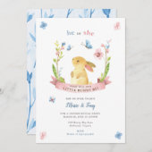 Kleine Bunny Gender onthullen Uitnodiging, hij of Kaart (Voorkant / Achterkant)