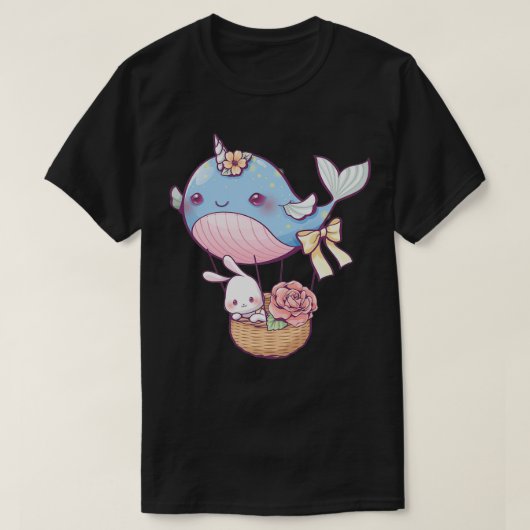 Kleine bunny in een walvisballon t-shirt (Design voorkant)
