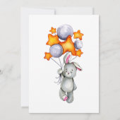 Kleine bunny is onderweg naar baby shower kaart (Achterkant)