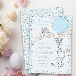 Kleine Bunny met ballonvaardig Baby shower. Kaart