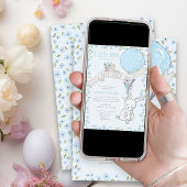 Kleine Bunny met ballonvaardig Baby shower. Kaart