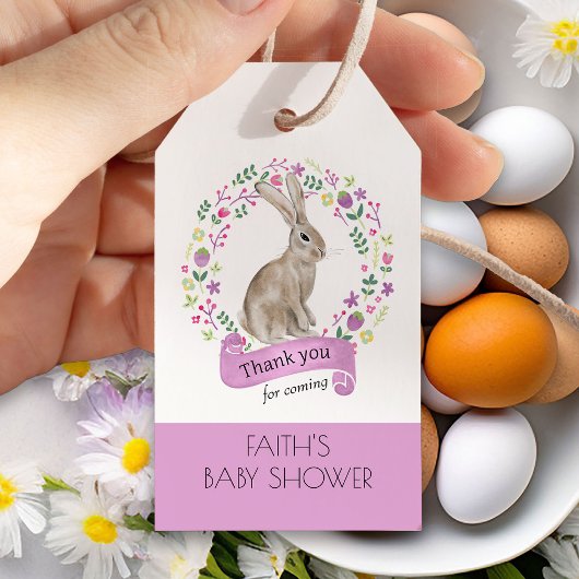 Kleine Bunny Rabbit in Cute Flowers Dank je Cadeaulabel